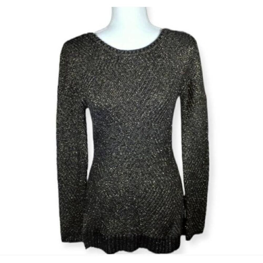 SIMPLY STYLED BLACK & METALLIC GOLD SWEATER SZ.S NWT.